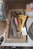 Wooden Box with Assorted Hand Tools