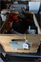 Wooden Crate of GLoves and Harness Straps