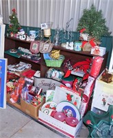 All Christmas on brown shelves & in front