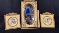 Cherub mirror and picture set