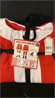 Santa footed union suit, new, adult size small