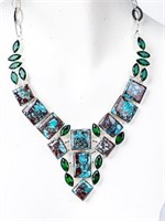 Jewelry Large Sterling Silver Turquoise Necklace
