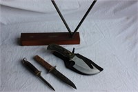3 Knives and a sharpener (Imperial and Western)