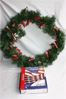 Shotgun shell wreath and patriotic rope lights