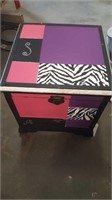 Wooden Storage Box & Zebra Curtains