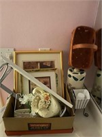 Asst  Pictures, wall shelf, basket, ceramic pc