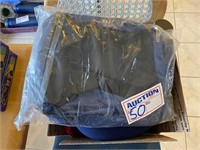 Misc box: iron/glasses/thermos/nwt duffle bag