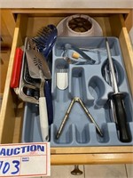 Drawer of kitchen utensils