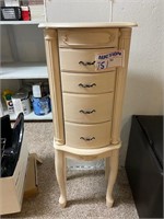 White Queen Ann style floor jewelry cabinet
