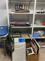 4 shelves of asst painting & supplies, books