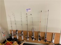 7 asst  Ice fishing rods & reels