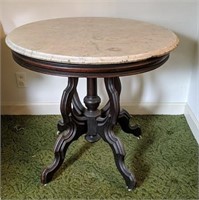 Antique Mahogany Marble Top Round Table
