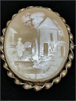 Carved Shell Brooch