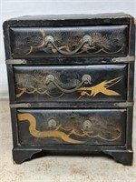 Antique Japanese Black Lacquer Jewelry Cabinet