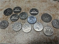 Lot of 13 Vintage Canadian Nickels/Quarters
