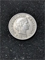 1939 Confederation Helvetica Swiss Coin