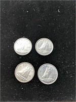 Lot of 4 Canadian Silver Dimes