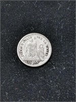 1866 Peru Lima Silver 1/5 Sol Coin