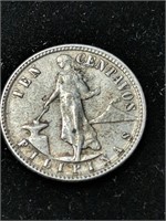 1944 Philippines 10 Centavos Silver Coin
