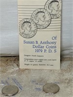 Lot of 2 1979 Susan B Anthony Dollars w/Spec-sheet