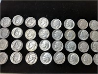 Lot of 32 Silver (pre-1965) Roosevelt Dimes