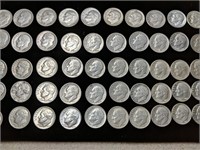 Lot of 50 Silver (pre-1965) Roosevelt Dimes