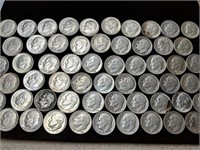 Lot of 57 Silver (Pre-1965) Roosevelt Dimes