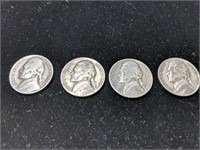 Lot of 4 Wartime Silver Nickels