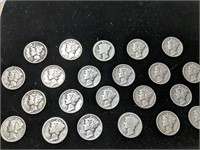 Lot of 22 Mercury Dimes -Various Years/Conditions