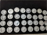 Lot of 32 Mercury Dimes-Various Years/Conditions