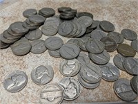 Lot of 50 1940's Jefferson Nickels