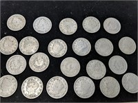 Lot of 22 Liberty 'V' Nickels