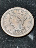 1853 US One Cent Coin