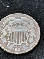 1864 US 2 Cents Coin