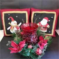 Beautiful Christmas Candle and Pillows