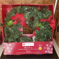 24" Holiday Pre-Lit Wreath