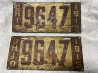 Pair of 1913 Ohio License Plates