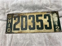 1912 Ohio License Plate