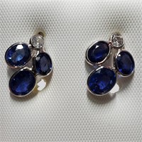 $5100 14K Sapphire(4ct) Diamond Earrings PN 199