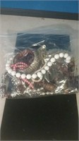 Large bag of vintage necklaces and bracelets