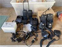 2 Kenwood Radios With Headsets, Chargers, Hand