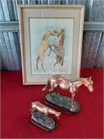 COPPER HORSE STATUES AND SIGNED NUMBERED ARTWORK