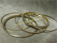 Lot of 5 Vintage Goldtone Metal Bangle Bracelets