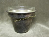 1970's Silver Plate Clear glass Insert Flower Pot