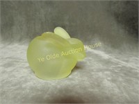 Yellow Satin Glass Bunny Rabbit candleholder