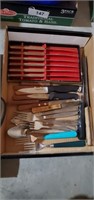 Assorted Knives, Steak Knife Set, & Forks