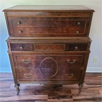 Antique Walnut Veneer & Gum Chest of Drawers