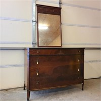 Antique Mahogany 4 Drawer Dresser w/ Mirror