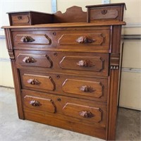 19th Century Walnut Dresser w/ Carved Pulls