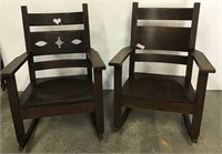 Pair of oak rocking chairs